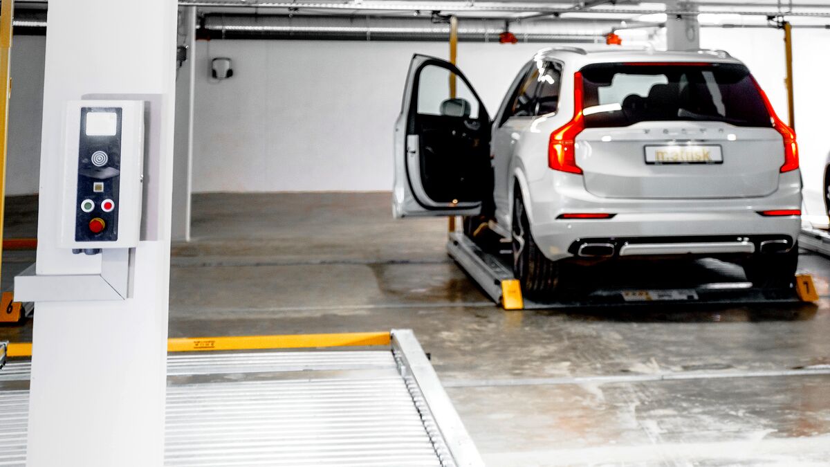 Car parked on a parking platform