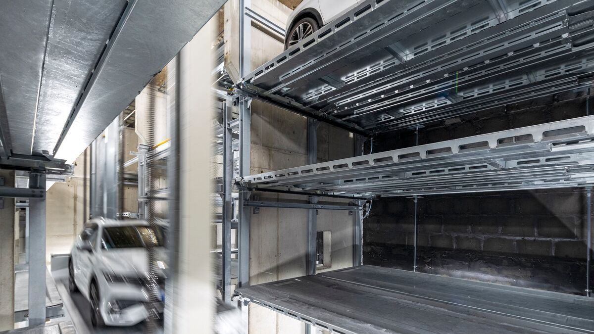 The car is parked in a car parking system