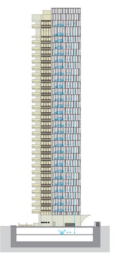 The diagram shows a cross-section of the car park system within the building