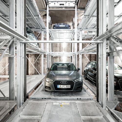 Cars are parked in a car parking system