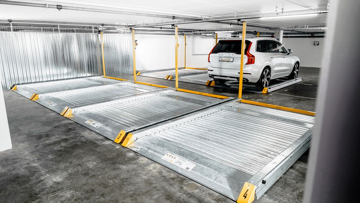 Car parked on a parking platform