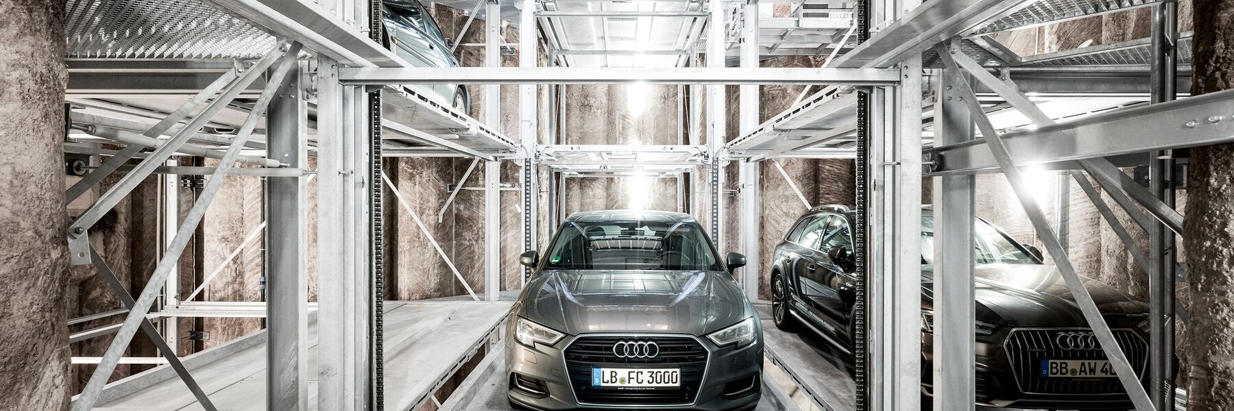 Cars are parked in a car parking system