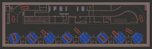 Black graphic, top view