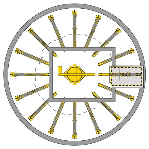 The diagram shows the layout of the bicycles in a parking system
