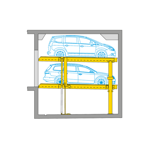 The diagram shows the arrangement of cars in a parking system