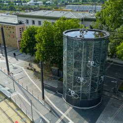 Aerial view of the Bikesafe at Heilbronn Central Station