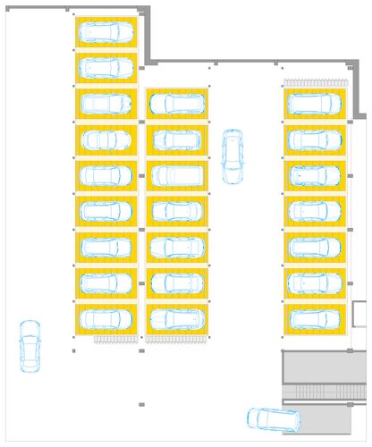 Diagram showing the layout of the parking systems in the building