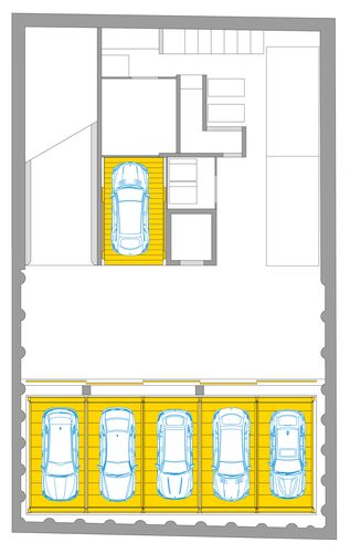 The diagram shows the arrangement of the cars in a parking system