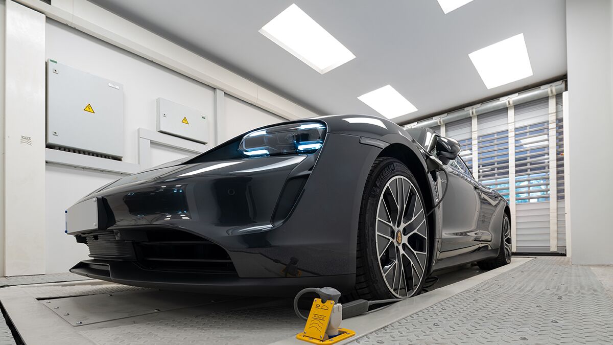 The car is on a parking platform