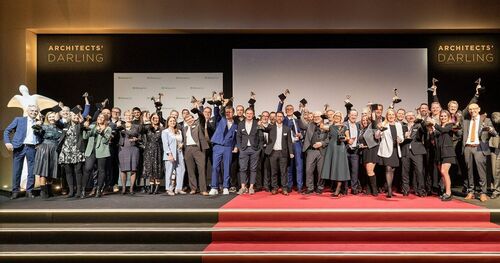 Group photo of people on a stage
