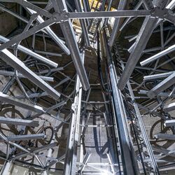 Bicycle rails inside an automatic bicycle parking system