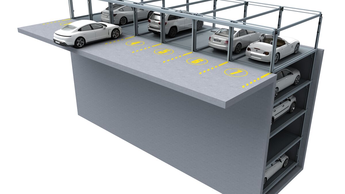 Rendering of a four-level parking system
