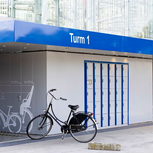 Side view of an automatic bicycle parking system