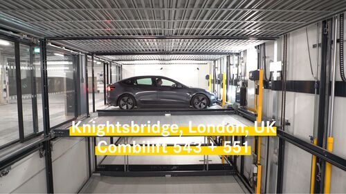 Photo of a parking system with a car pulling in