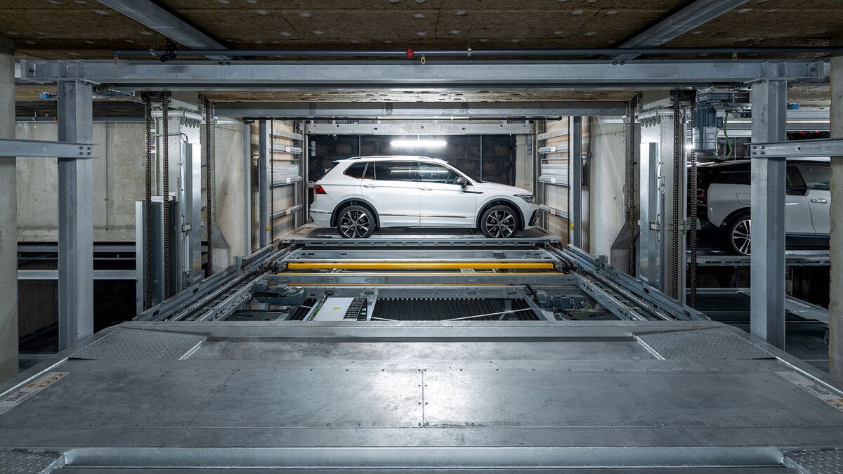 Cars are parked in a car parking system
