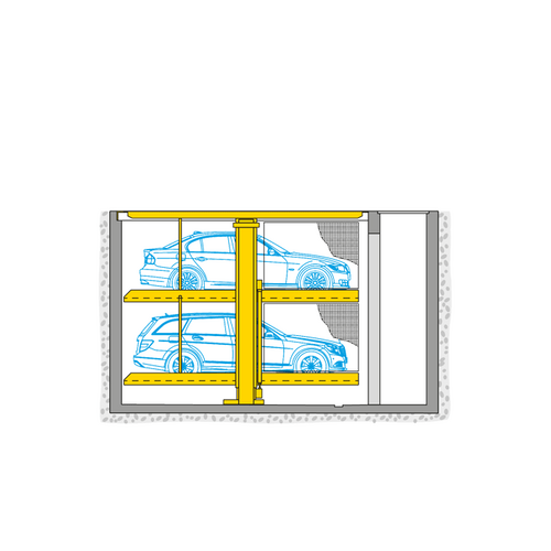 The diagram shows the arrangement of cars in a parking system