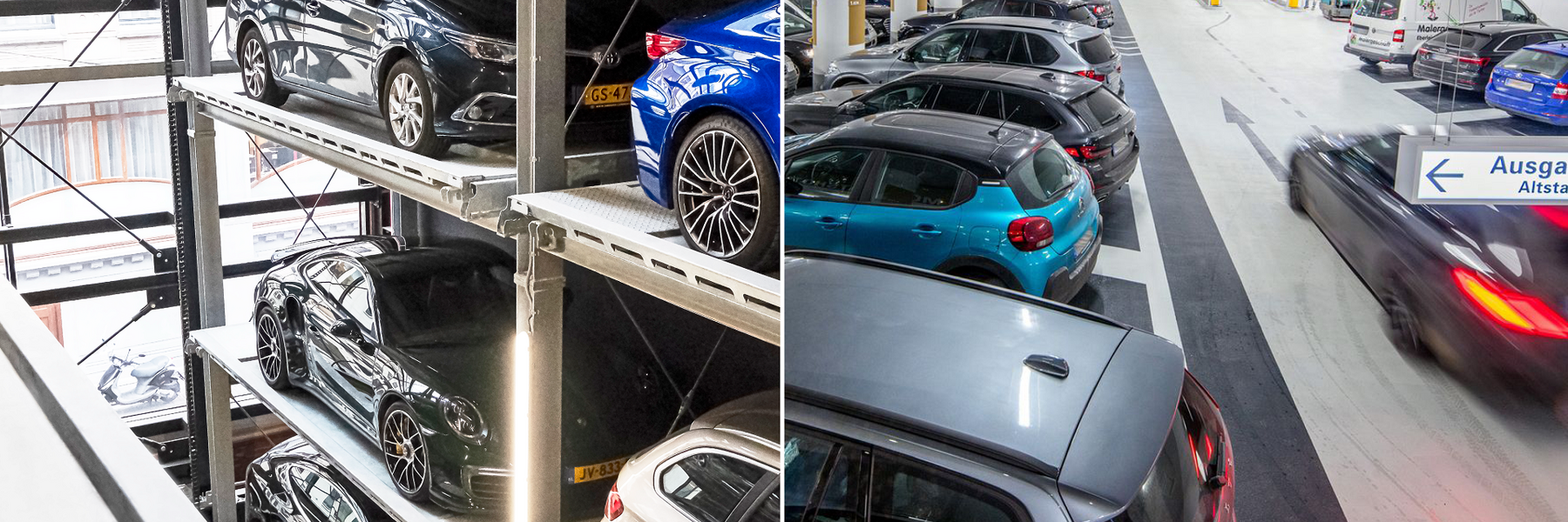 Comparison image showing various parked cars