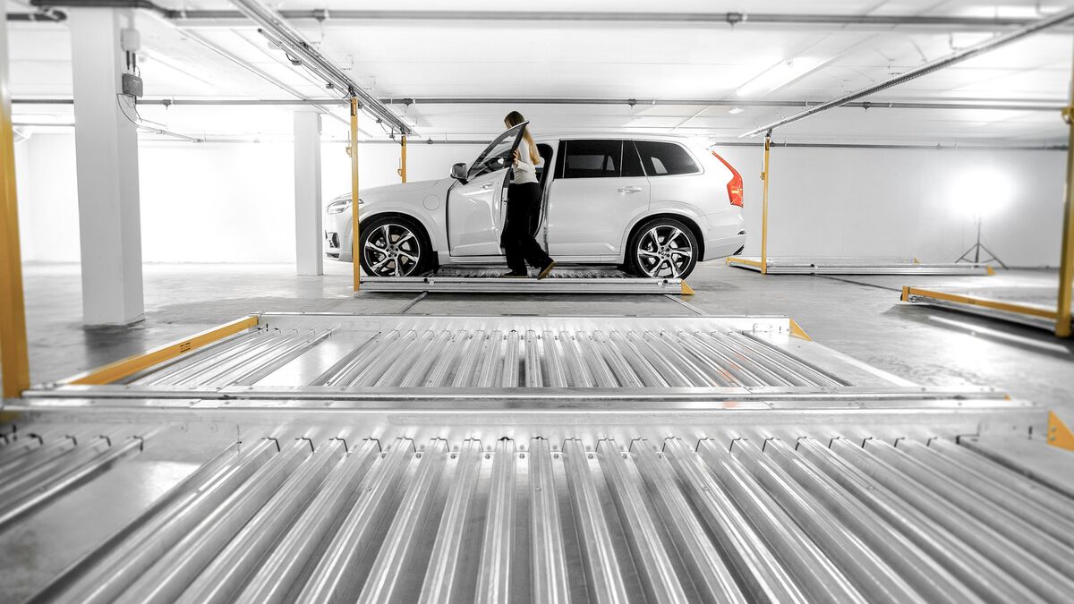 Car parked on a parking platform