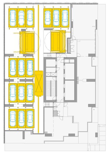 The graphic shows the building from above.