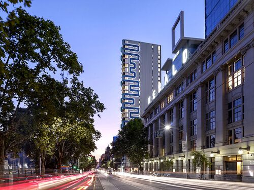 Exterior view of the building on Flinders Street in Melbourne