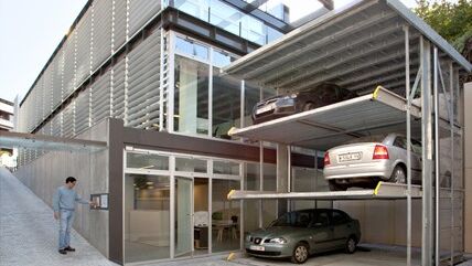Cars are parked in a car parking system