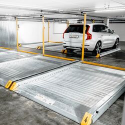 Car parked on a parking platform