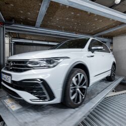 The car is parked in a car parking system