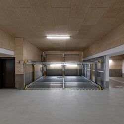 An extended car parking system in an underground car park