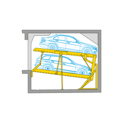The diagram shows the arrangement of cars in a parking system
