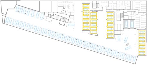 Overview diagram showing the layout of the parking systems in the underground car park