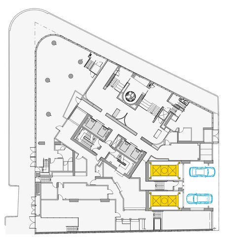 The graphic shows the building from above.