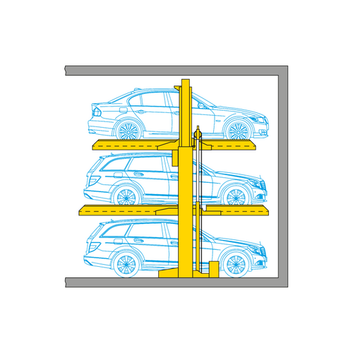 The diagram shows the arrangement of the cars in a parking system