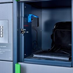 Open locker with a power socket