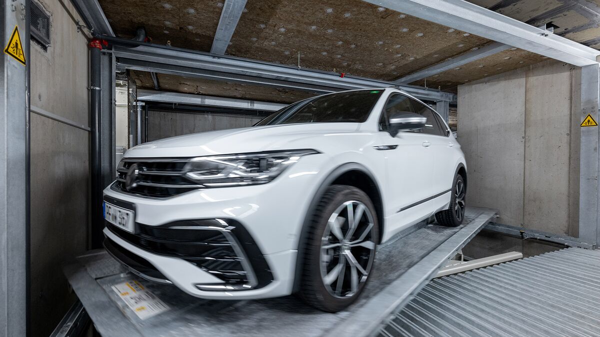 The car is parked in a car parking system