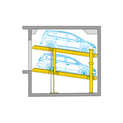 The diagram shows the arrangement of cars in a parking system